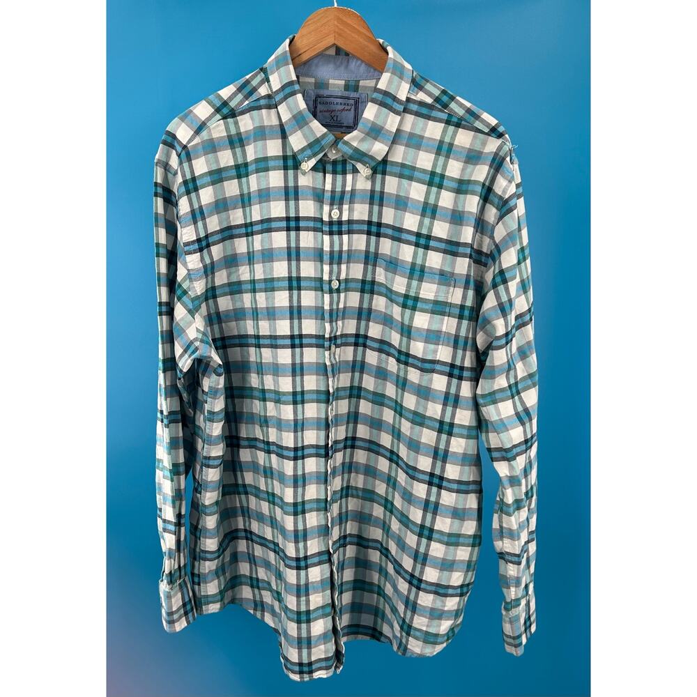 SaddleBred Oxford Check Multi-Color Long Sleeve Button-Up Men’s‎ Shirt XLarge